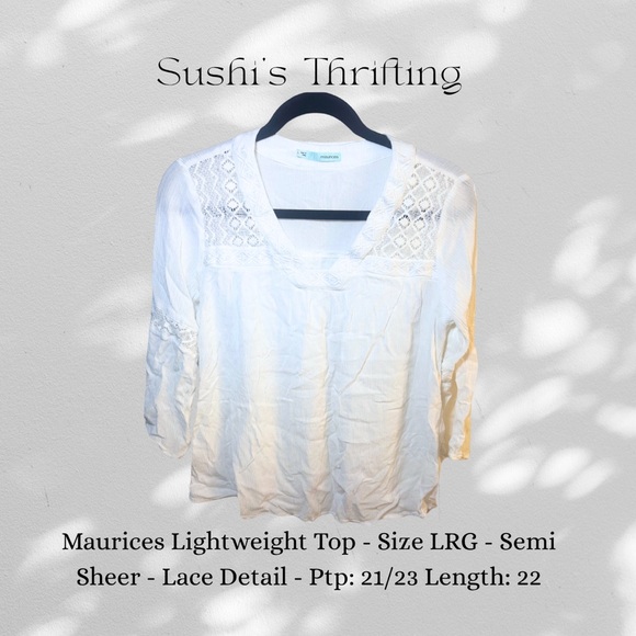 Maurices Tops - Maurices White Lace 3/4 Sleeve Blouse